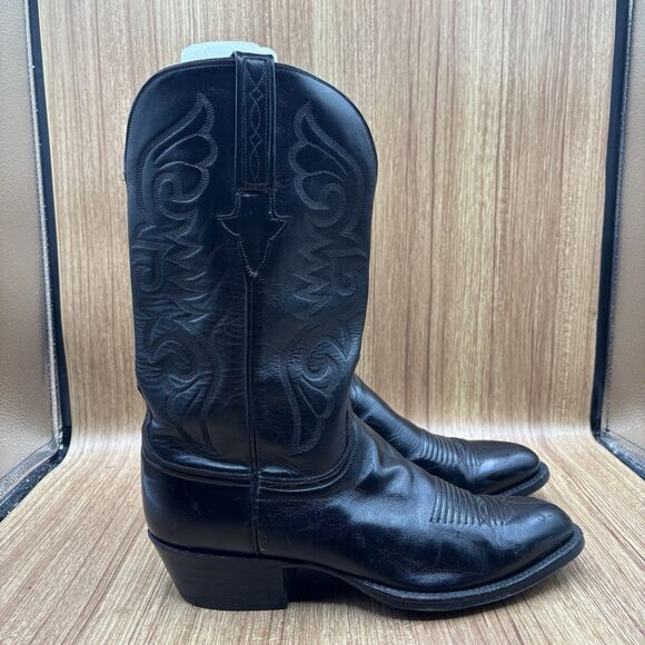 LUCCHESE BAKER BOOT 9.5D Western Black Leather Men’s Boots - Picture 1 of 14